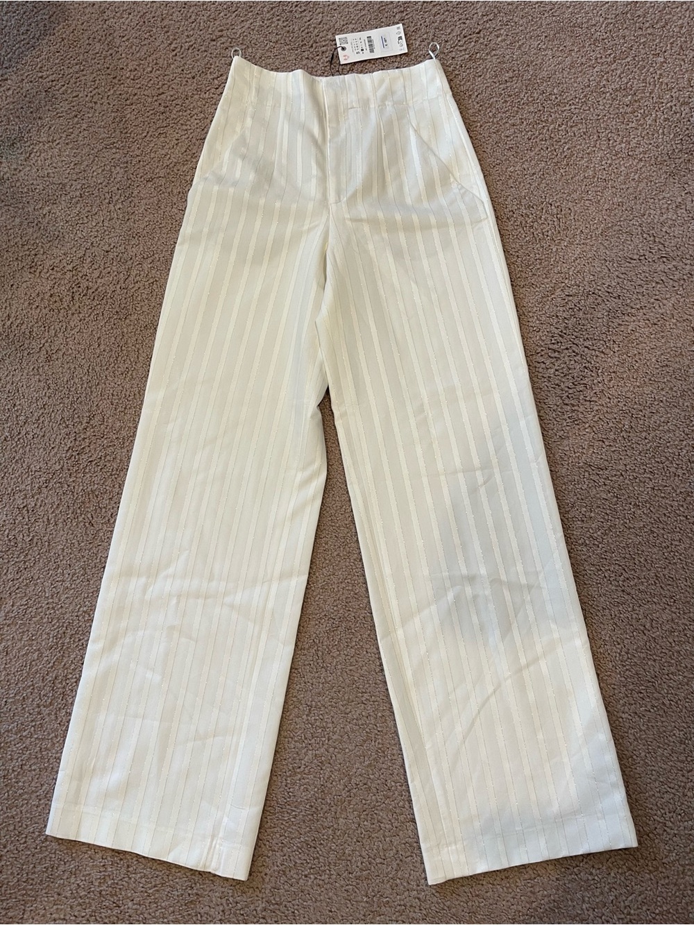 ZARA Women's Tall Pinstripe Retro Boho Wide-leg Dress Pants - Picture 3 of 11